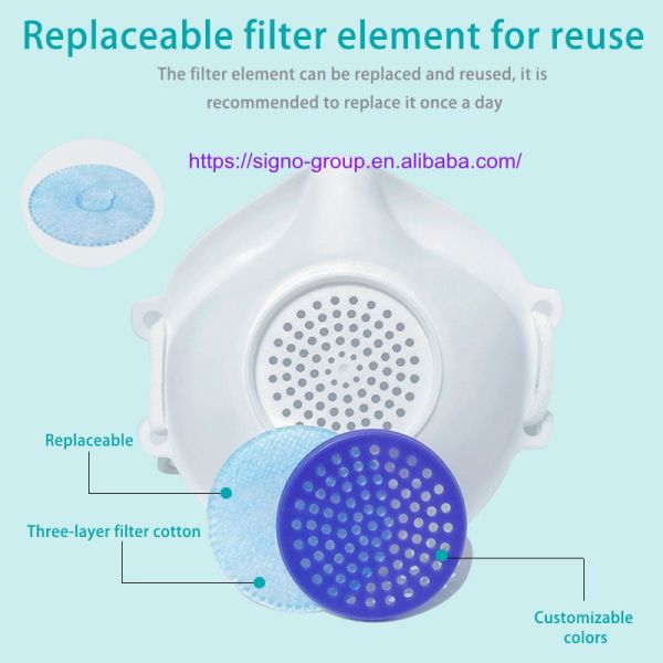 Public Place 3D Disposable Protective Face Mask With Breather Replaceable Filter
