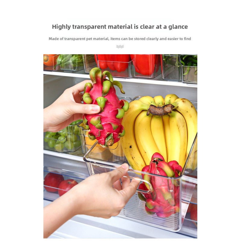 Clear Plastic Stackable Storage Bins Rectangular Produce Organizers for Fridge Kitchen Pantry Transparent Fruit Vegetable Basket