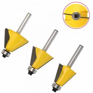 Quality Yellow Color Woodworking Router Bits / Chamfer Edge Forming Router Bits 1 / 4 Shank for sale
