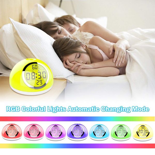 Multicolor LED Touch Light Alarm Clock 2000MA Battery Capacity For Bedroom