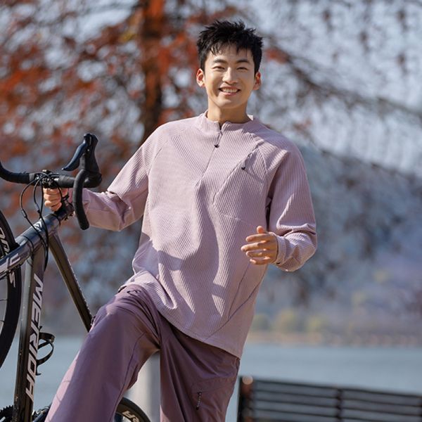 Custom OEM Stand Collar Long Sleeve Tee Antibacterial Quick Dry 100% Polyester Luxury Grid Sport Shirt