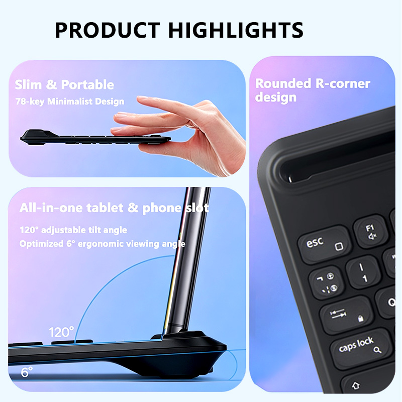 Multi-Device Wireless Bluetooth Keyboard for IPad, Phone & Laptop - US/UK Layout Optional, 1000pcs Ready Stock for Bulk Order