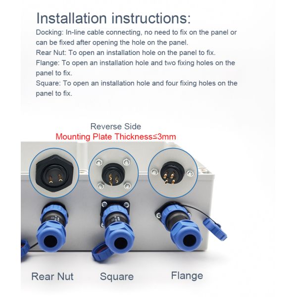 Sp Series Plug Socket Threaded Waterproof Power Connector IP68 Wk17 Flange Circular
