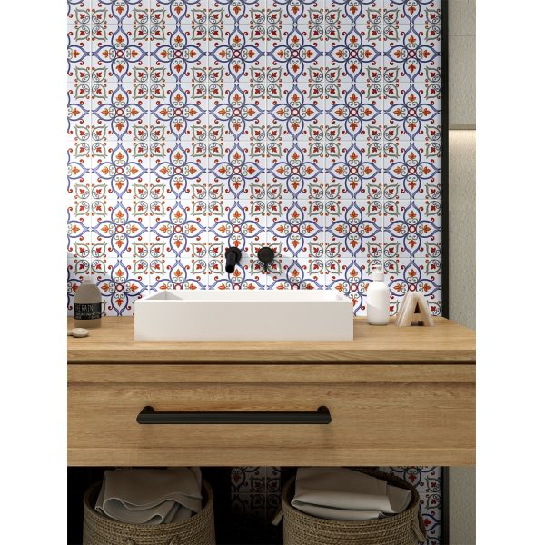 White Blue Ceramic Rustic Tile 20x20cm AAA Grade Floor Wall