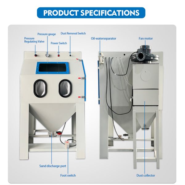 Sand blasting machine control panel and accessories