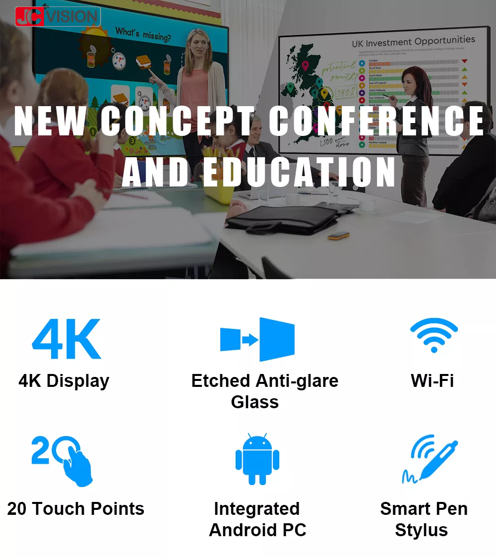 JCVISION Conference Interactive Whiteboard LED High Resolution Touch Screen