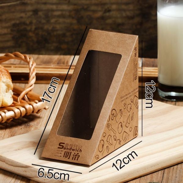 Portable Triangular Cardboard Sandwich Box Packaging Eco Friendly Food Grade
