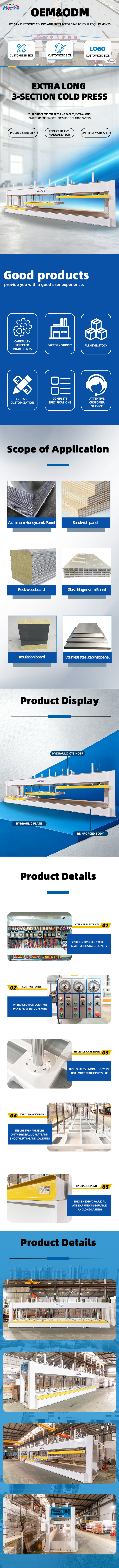 3-Section Cold Press Machine for Honeycomb Panels and Sandwich Composites