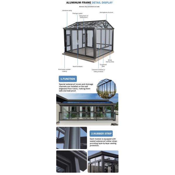 Professional Solarium Customized Window Frame Aluminium Conservatory Sunroom Garden Sunroom Folding Sunroom