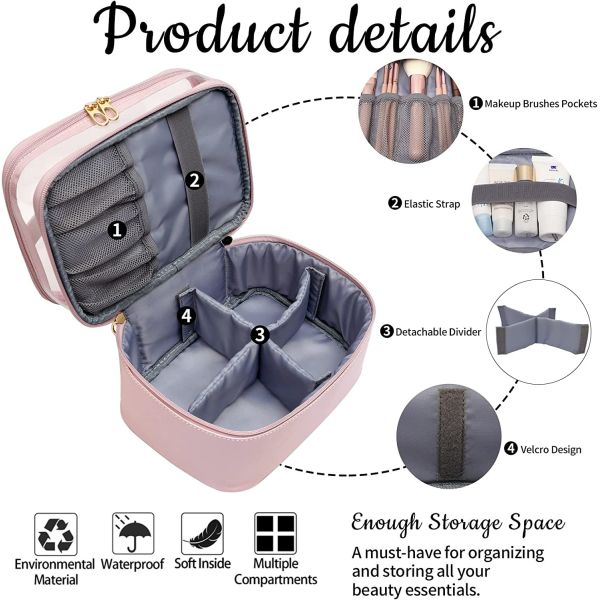 Multi-functional and waterproof Double Layer Large Makeup Organizer Bag Toiletry Bag