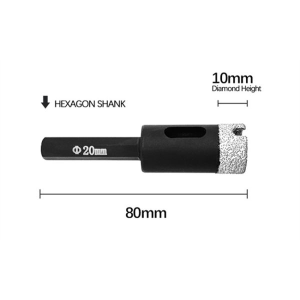 Hex Shank 1/4" Granite Diamond Drill Core Bit Diameter 25mm