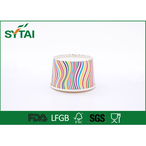Stripe Pattern Paper Ice Cream Cups , Disposable Ice Cream Cups Customized
