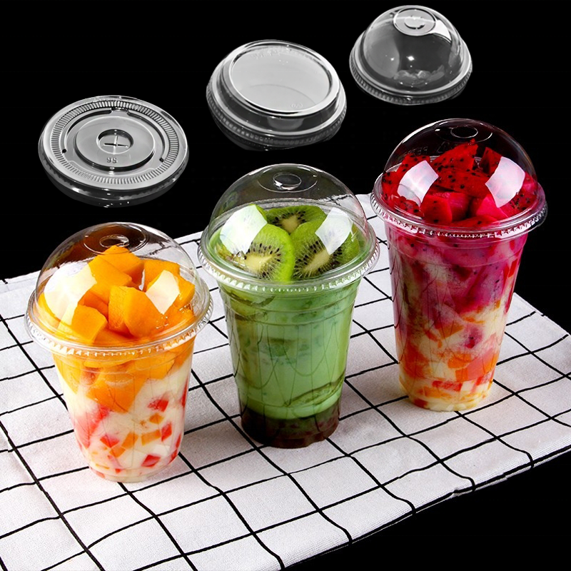 Provided Freely Sample PET/RPET Plastic Flat Dome Diamond Insert Lids for Cold Drink Cup