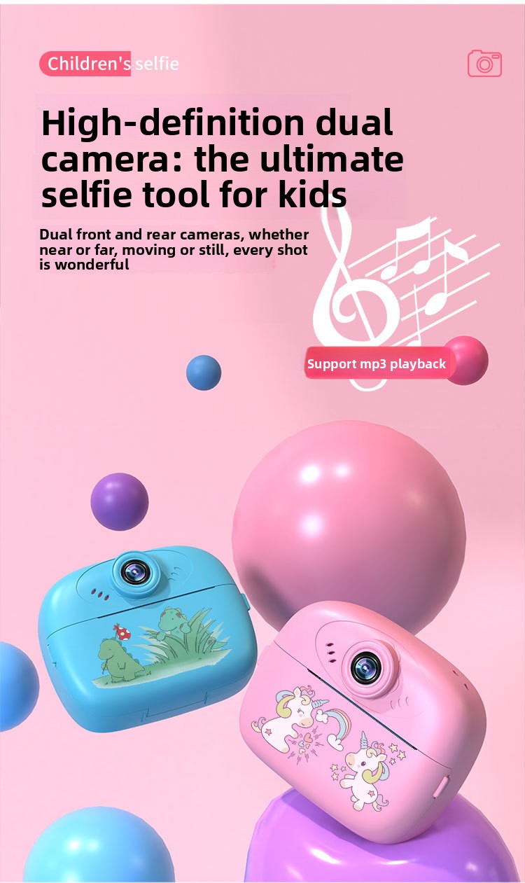 Cross-border Multifunctional Children's Camera, Instant Camera, Can Take Selfies and Print, Portable Small Camera
