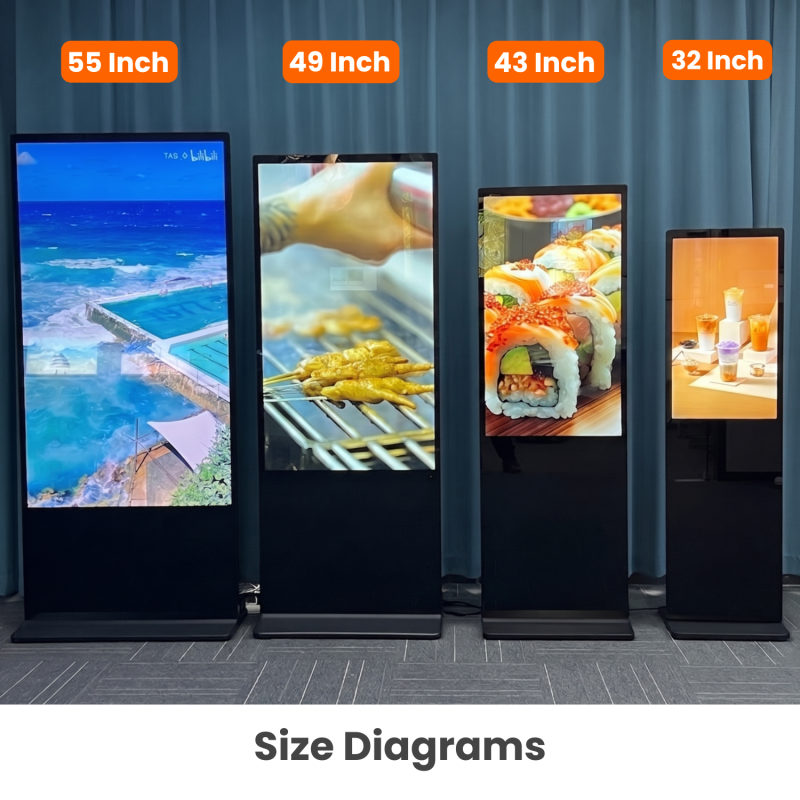 Interactive LCD Advertising Display with 1920x1080 Resolution and 10 Points Touch for Floor Standing Digital Signage Kiosk