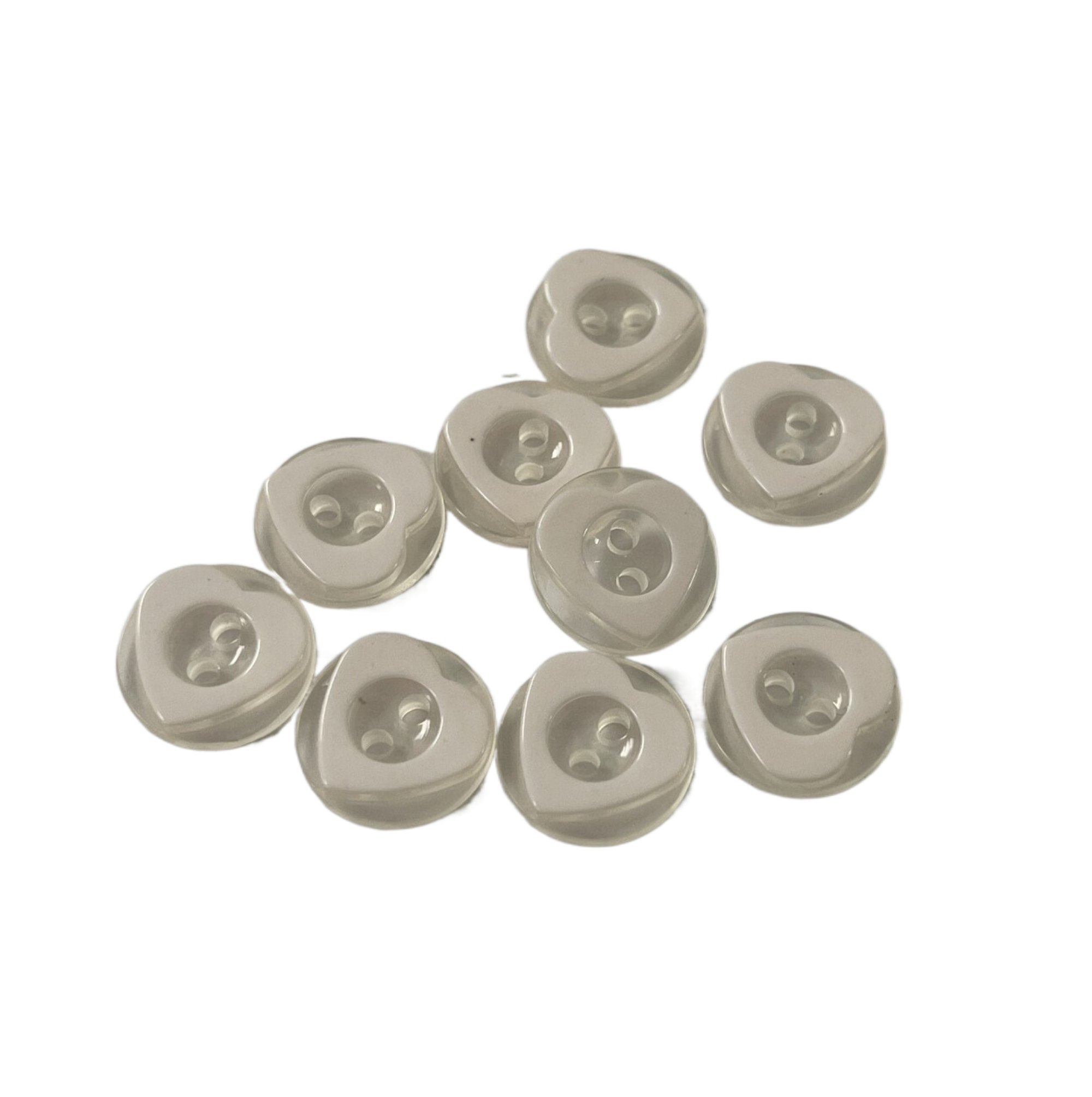 Backside Transparent Plastic Heart Buttons White Color In 20L For Sewing