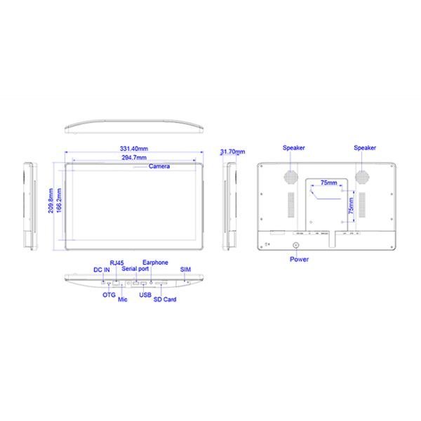 RK3288 POE Android Tablet PoE/NFC/RFID Based With 13.3 Inch LCD Panel