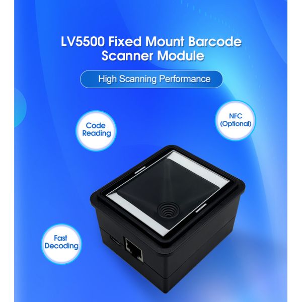 Compact Fixed Mount 2D Barcode Scanner for Self-Service Kiosks for Mainstream 1D/2D Codes Including PDF417 Data Matrix QR and AZTEC
