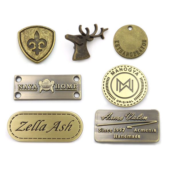 Rectangle Handbag Logo Labels Gold Plated Handbag Logo Plates