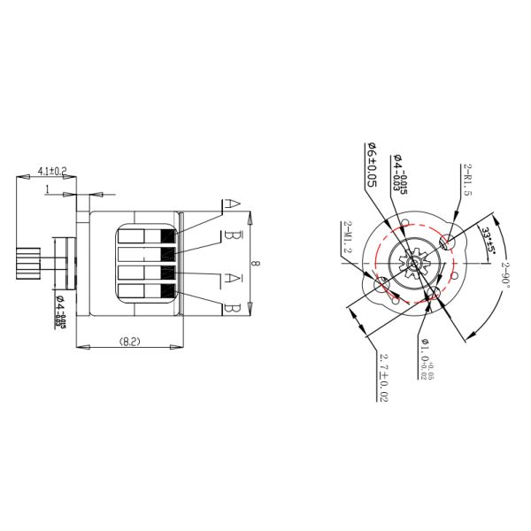 8mm Micro Stepper Motor 2 Phase 18 Degree Precision VSM08133