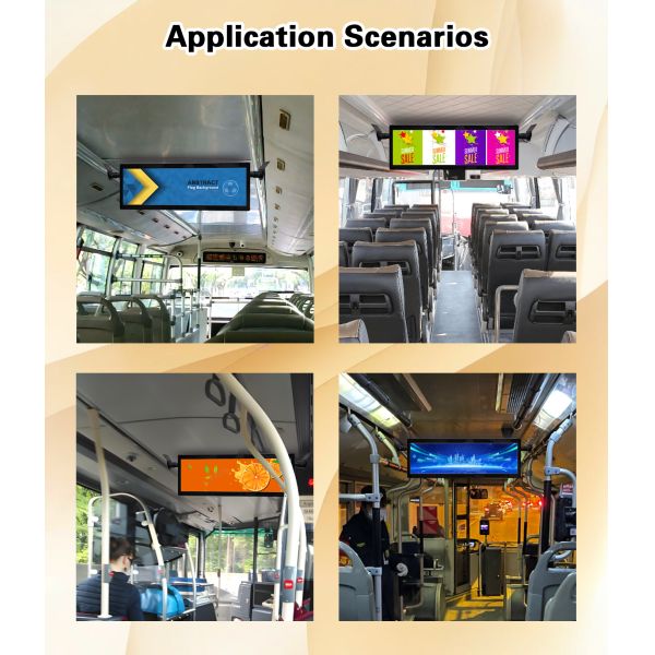Bus Backpack-style Digital Signage 29 Inch Stretched Bar Android Display with Wireless 4G and WiFi Connectivity