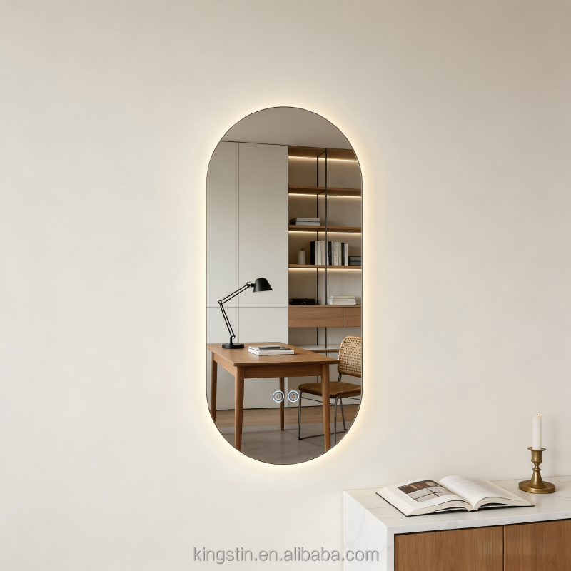 Led Mirror Bathroom Touch Switch Oval Backlit Waterproof Bathroom Mirror Illuminated Salon Led Bathroom Mirror with Led Light