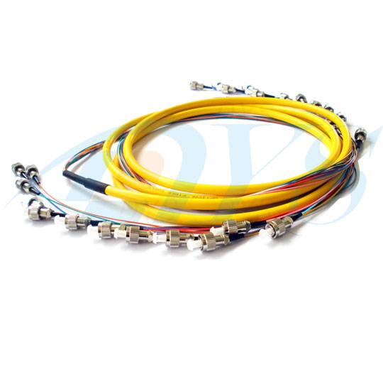 FC / UPC 12 Color Bundle Fiber Optic Patch Cord 0.9mm Single Mode Stable Capability