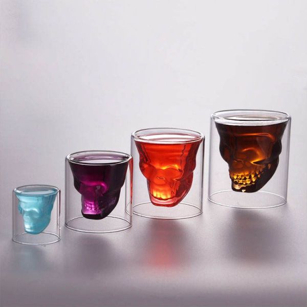 Handmade Mouth Blown Shot Glass Cup with 80ML Capacity and Double Wall Design