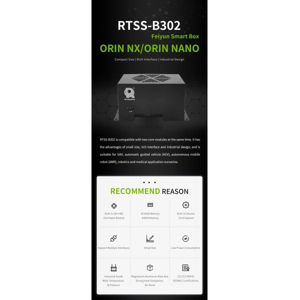 Jetson Orin NX Feiyun Smart Box RTSS-B302-8G 8G Module Dev Kit for Embedded Computers