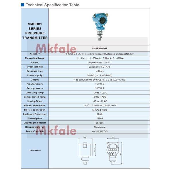 High Accuracy High Temperature Digital Pressure Transmitter With Cooling Fin