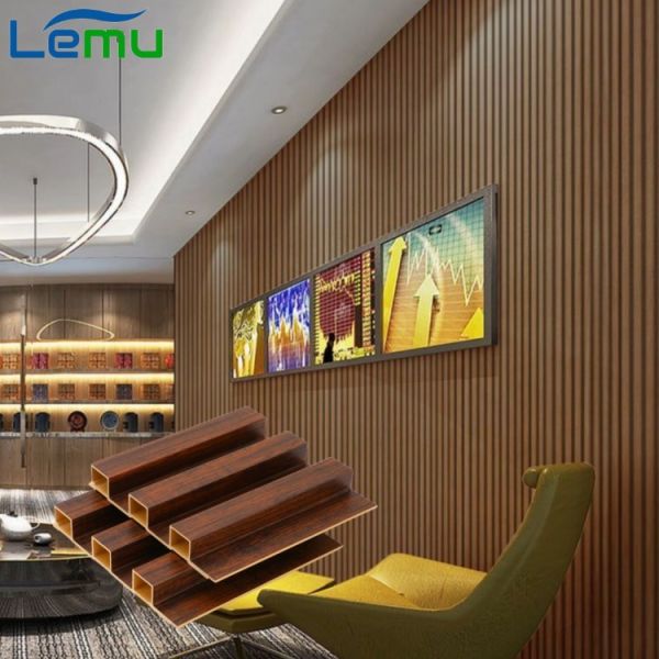 Modern Simplicity Damask WPC Laminated Fluted Flat Wall Panel for Indoor Decoration