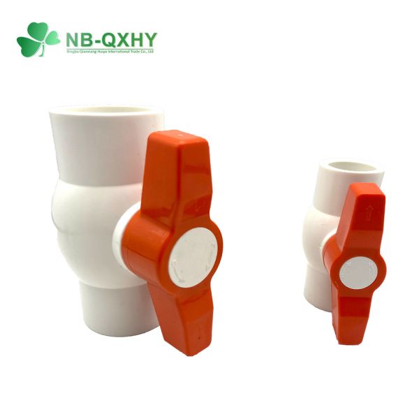 Straight Through Type Customized UPVC/PVC Compact Socket Ball Valve with Red Orange Handle