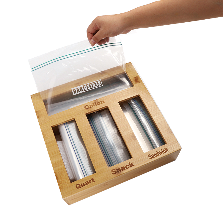 Rectangle Bamboo Ziplock Bag Fresh-Keeping Bag Aluminum Foil Plastic Wrap Storage Organizer For Drawer Separate Style 4