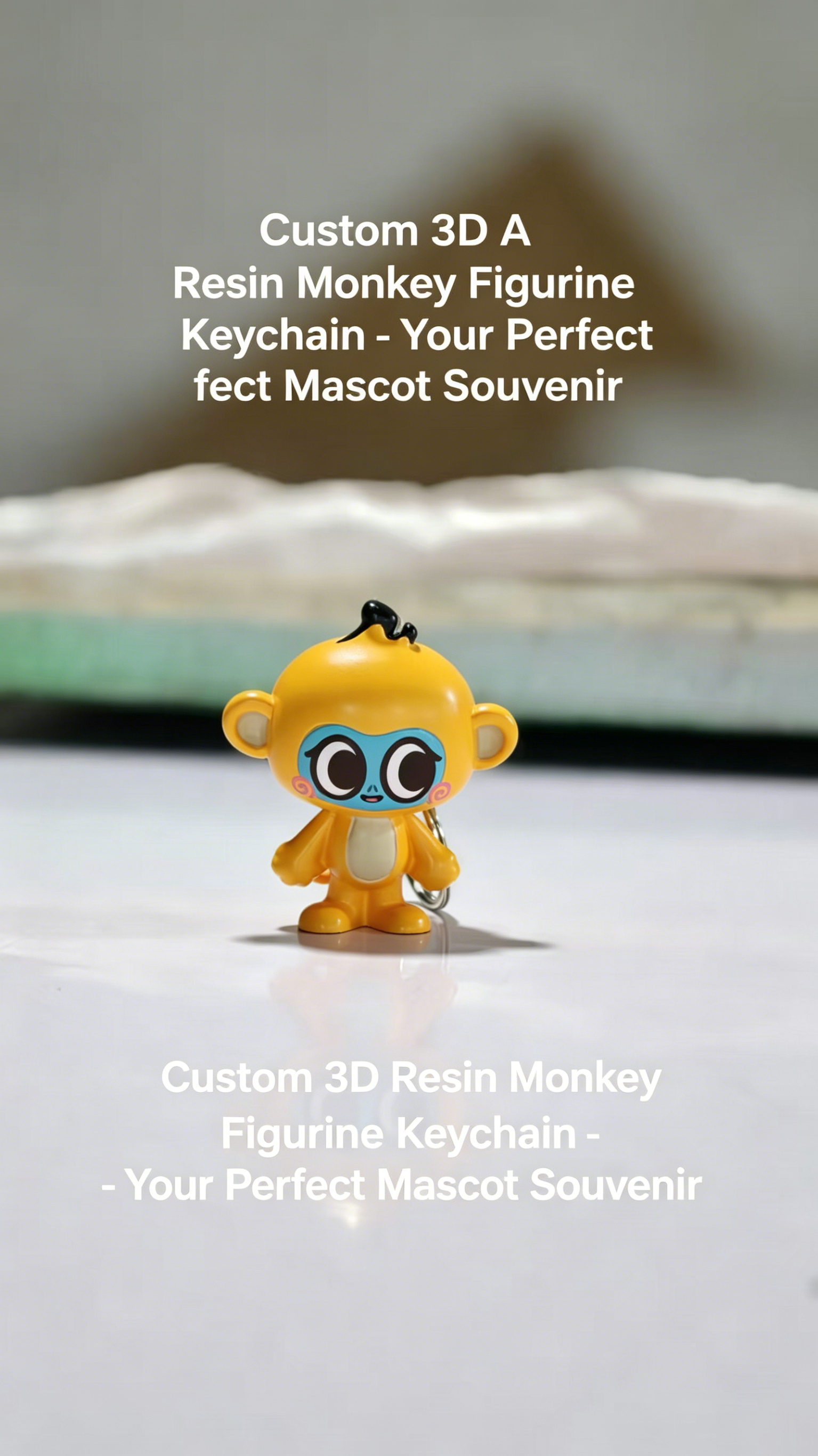 Custom 3D Cartoon Monkey Resin Figurine Keychain with High-Density Solid Resin and Hand-Painted Craftsmanship