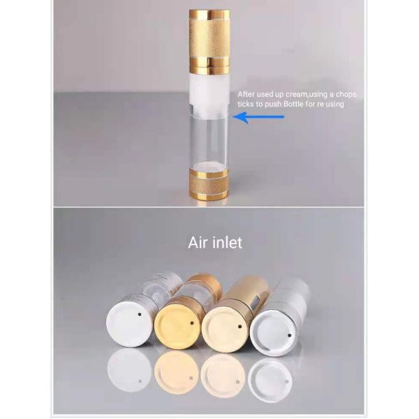 15ml 20ml 30ml 50ml 100ml airless window bottle covered with Silver Gold aluminum