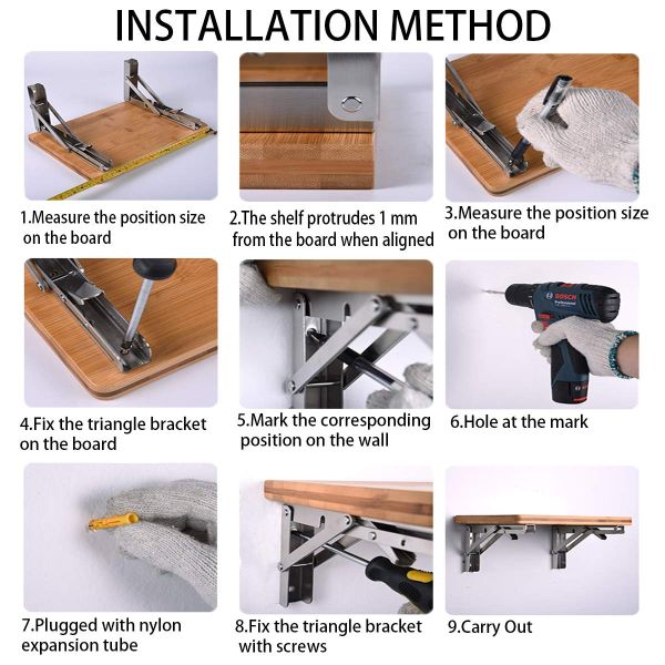 Max Load 500lb Floating Wall Mounted Shelf Bracket for Space Saving Triangle Bracket