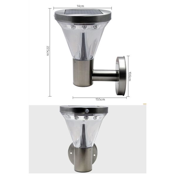 Stainless Steel Garden LED Solar Wall Light Induction Motion Sensor