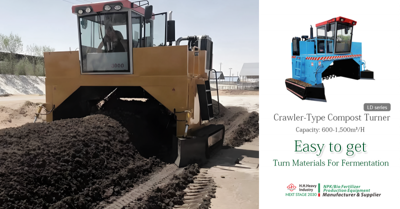 Professional Crawler Type Compost Turner with Full Hydraulic Driving System for 1700-2000 Cubic Meters/hour Processing Capacity and Wear-Resistant