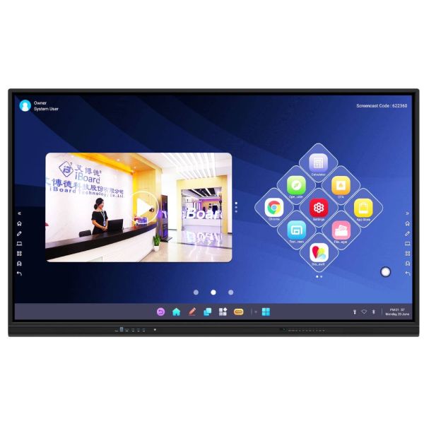 Interacative Flat Panel Wall 98 Inch Android PC Wireless Share Wifi Screen Short Recorder Speaker Inbuilt For Education Kids Office Meeting Room