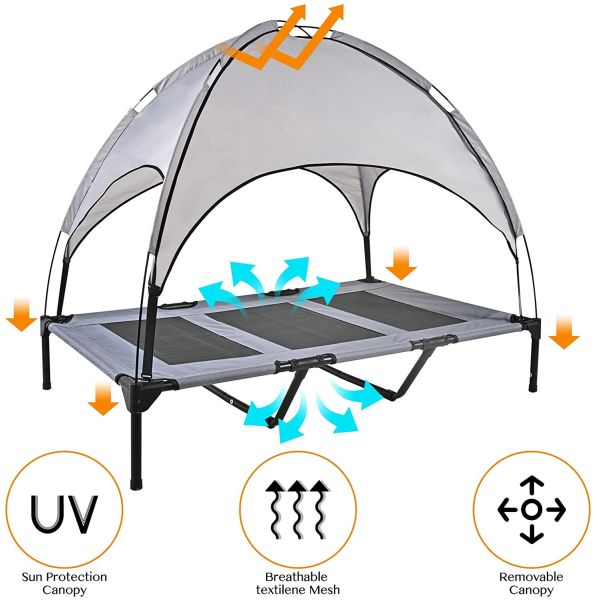 Removable Canopy Portable Raised Extra Carrying Bag Pet Cot