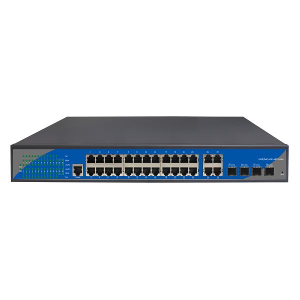 24+4 Giga Poe Switch , Web Managed Fiber Switch Support 802.3af/at