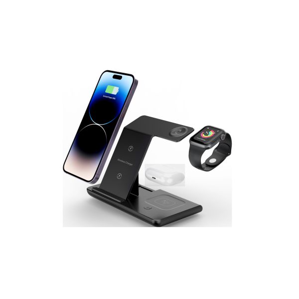 LED Light Multifunction Wireless Charger for 15W Fast Charging and Qi-enabled Devices