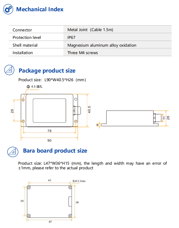 BWM428 Cost-Effective Current Output Dual Axis Inclinometer Tiltmeter
