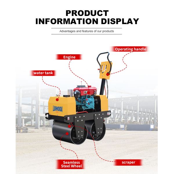 High Quality Road Compactor Double Drum Mini Walk Behind Vibratory Road Roller With Parts