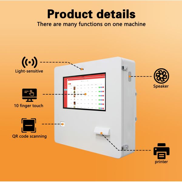 Wall Mount 21.5inch Landscape Ordering Payment Kiosk With Android System Waterproof Ip 65