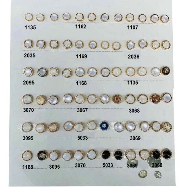 High quality Elegant button gold plastic button with pearl stone for lady shirt