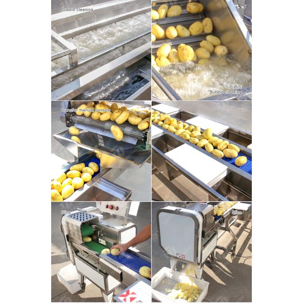 Roller brush bubble washing selection and cutting production line Fruit Vegetable FOOD processing production Machine