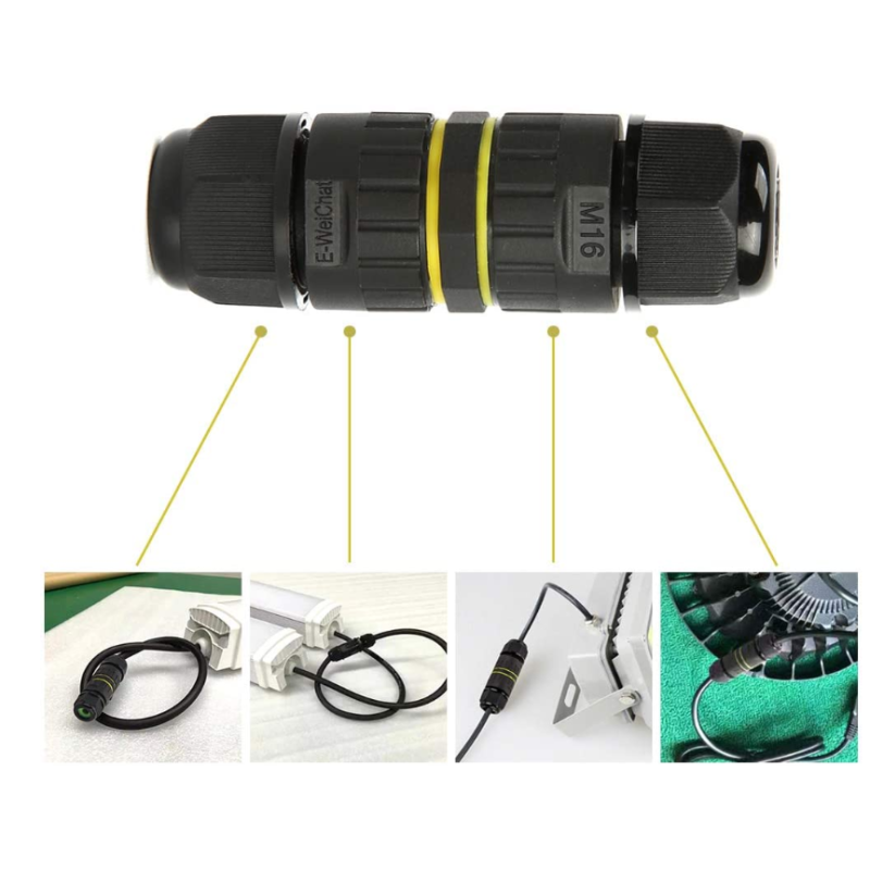 EW-M16 IP68 Waterproof Cable Connector Male Push Pull / Screw Fixed For Automotive