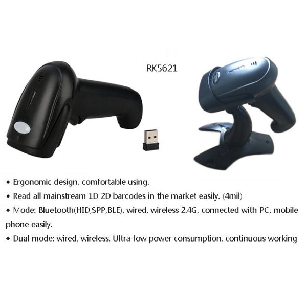 Bluetooth 2D Handheld Barcode Scanner 1600mAh Battery For Warehouse Mobile Payment