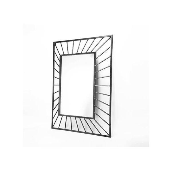 Large Rectangle Black Framed Metal Wall Art Mirror
